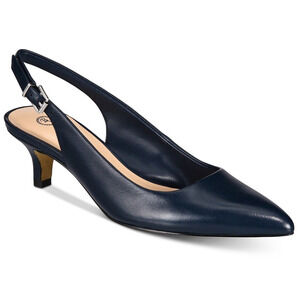 Bella Vita Scarlett Women Slingback Heels Size US 11M Navy Leather Pointed Toe